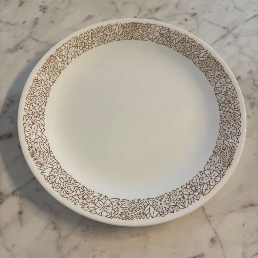 Corelle Butterfly Gold Dinner Plate Vintage Corning Vitrelle Glass White Brown